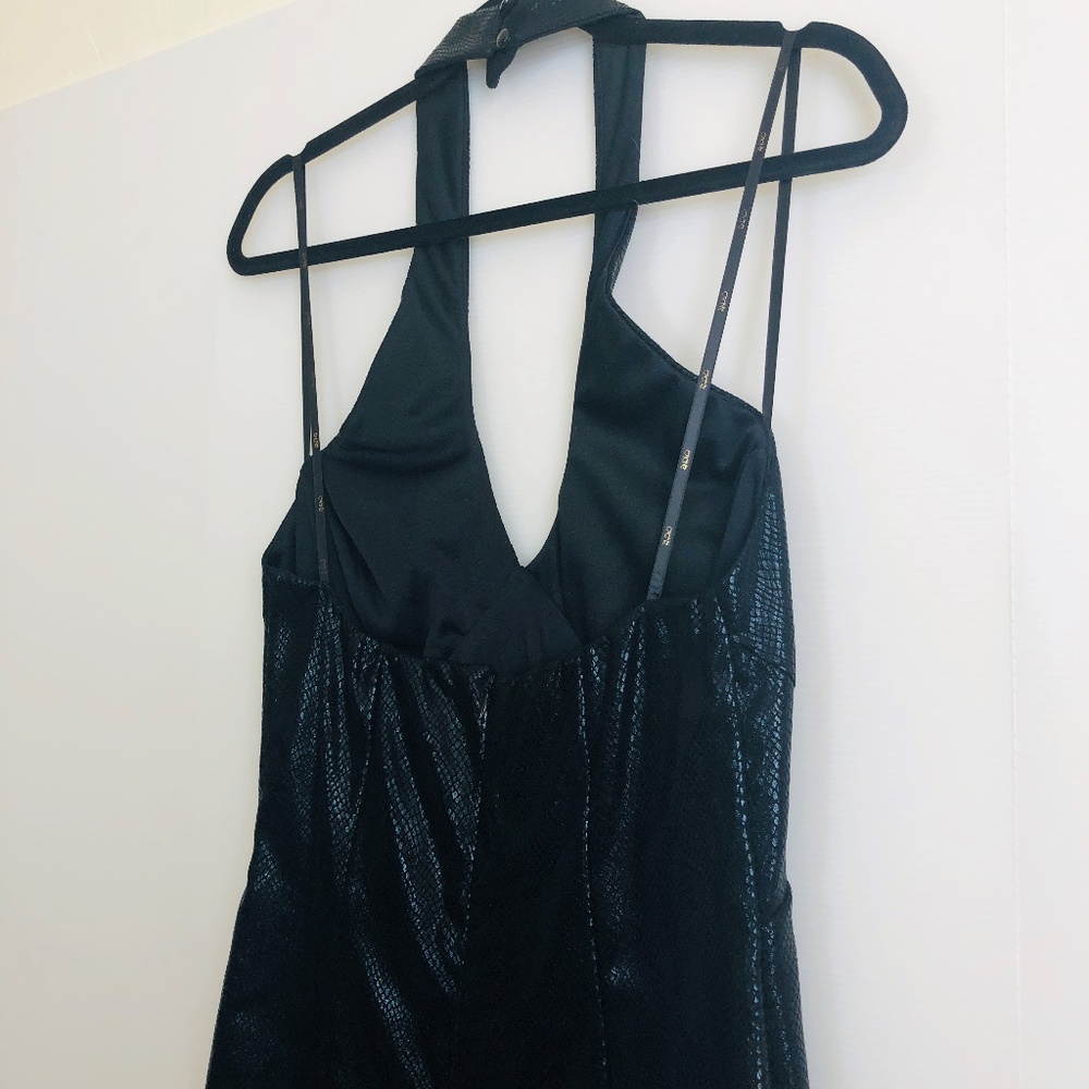 Cache Black Shiny Snakeskin Print Halter Dress 8 - image 5